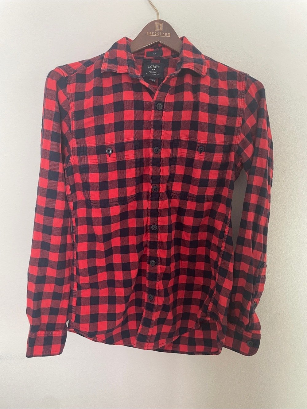 J. Crew Red and Black Buffalo Plaid Button-Up Shirt